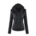 Women's Short Leather Pu Leather Jacket - Image 8