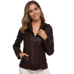 Women's Short Leather Pu Leather Jacket - Image 3