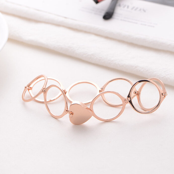 Heart Finger Ring Bracelet 2 in 1 Women Jewellery - Image 6