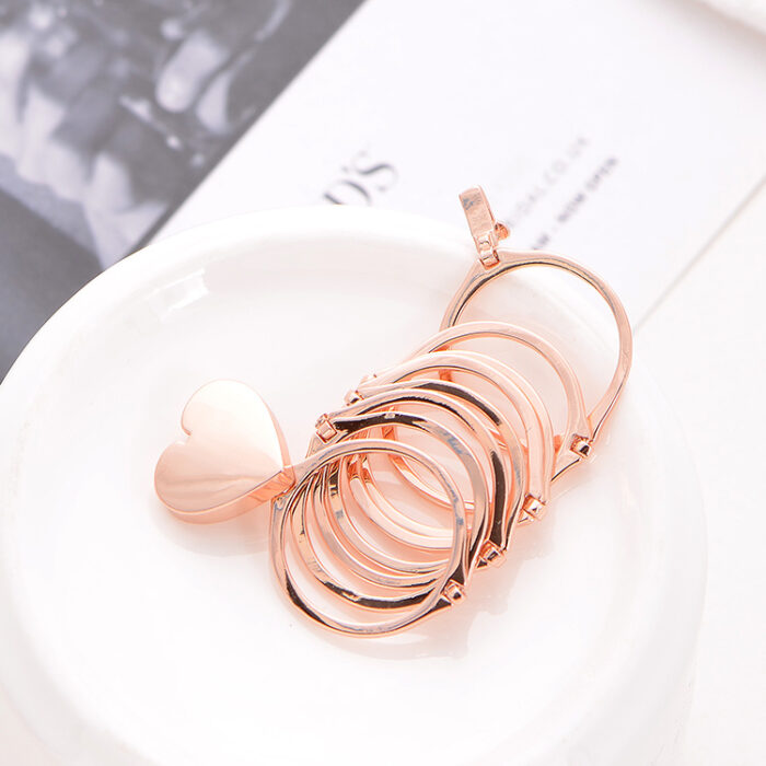 Heart Finger Ring Bracelet 2 in 1 Women Jewellery - Image 7