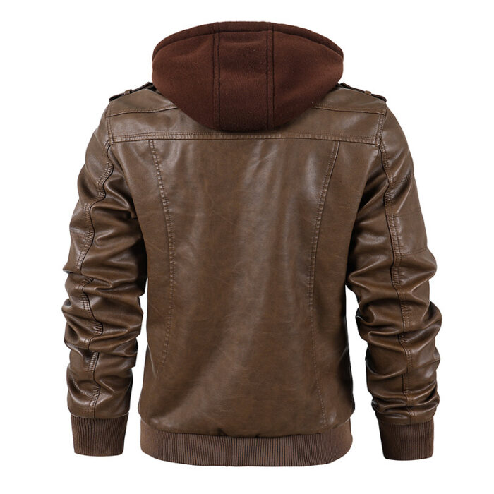 Motorcycle leather men's jackets stand collar men - Image 2