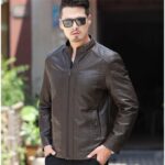 Men's Leather Jackets For Winter Jacket Men And Coats Leather Male Coat For Brand Men's Oblique Zipper Winter Down Biker Jacket - Image 4