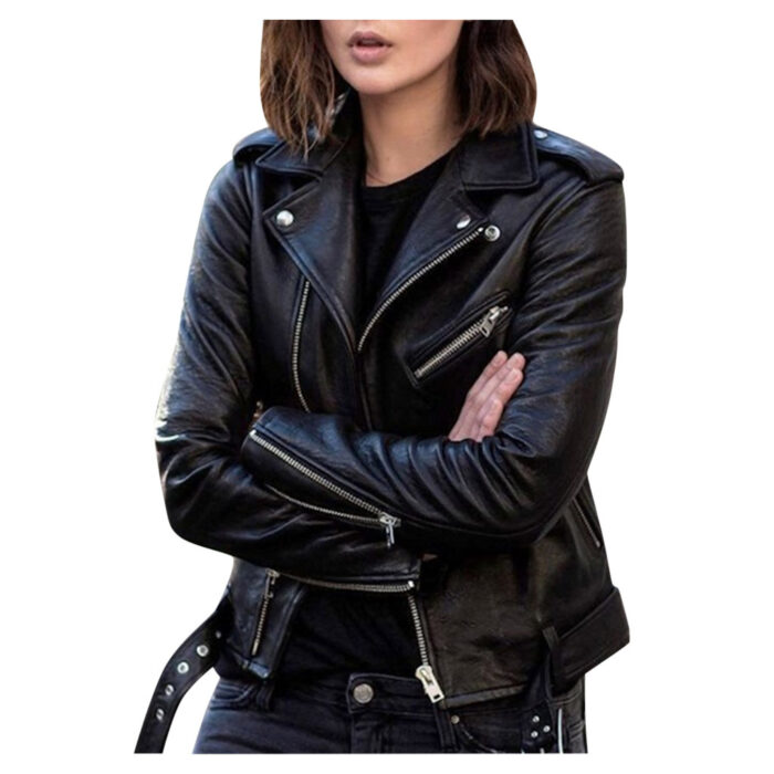 Zip leather jacket - Image 3