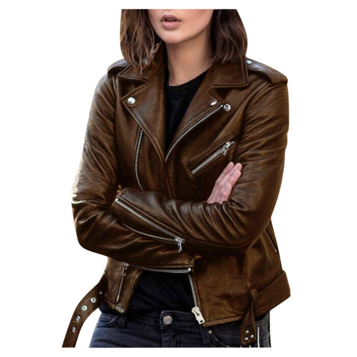 Zip leather jacket - Image 4