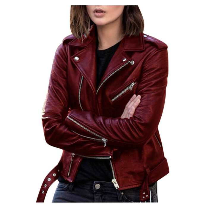Zip leather jacket - Image 6