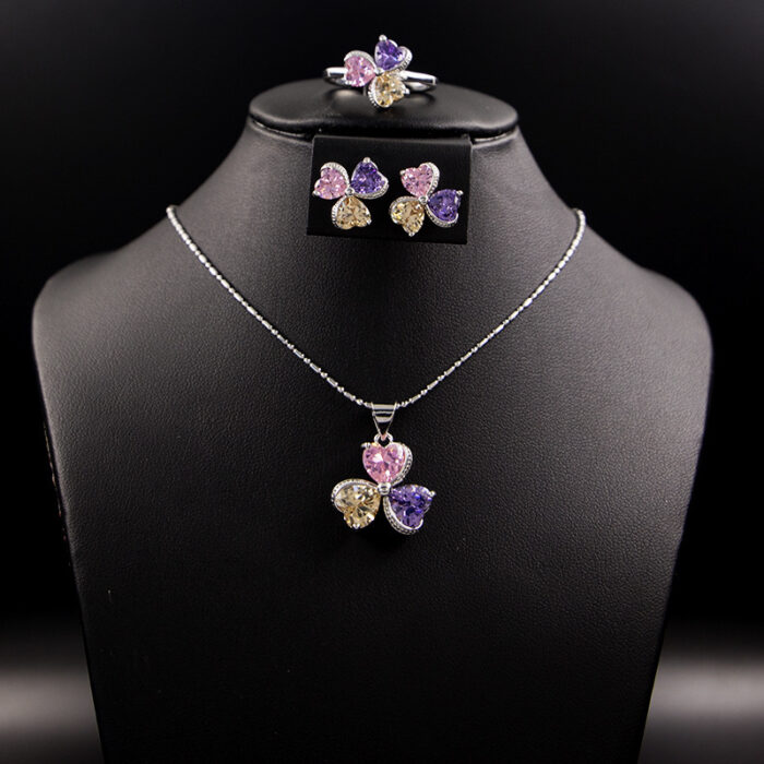 Clover Zircon Diamond Jewellery Set Women - Image 6
