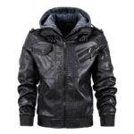 Motorcycle leather men's jackets stand collar men - Image 3