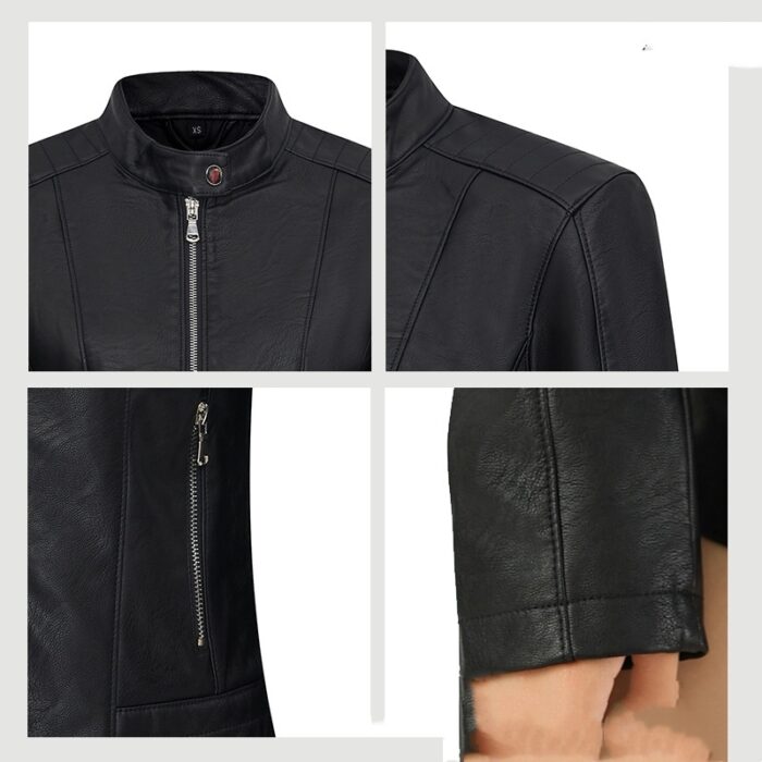 Women's Leather Jacket Locomotive Style Leather Coat Leather Jacket - Image 4