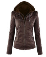 Women's Short Leather Pu Leather Jacket - Image 5