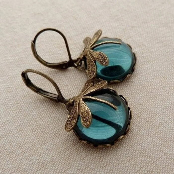 Fashion Jewelry Women's Earrings Hanging Vintage Dragonfly Pendant Earring Boho Chakra Blue Moonstone Drop Earrings For Women Wedding Charm Ethnic Jewellery - Image 1