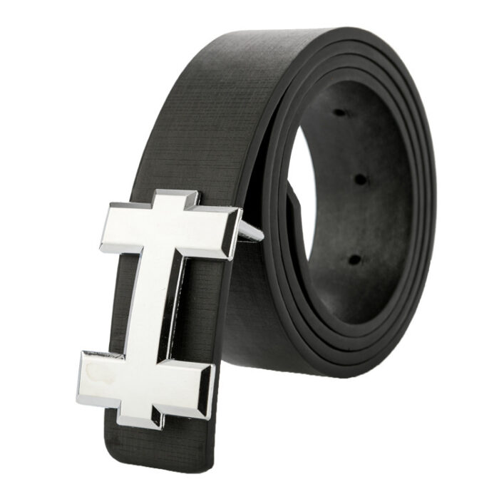 Luxury Designer H Brand Designer Belts Men High Quality Male PU Leather Women Belt Buckle Strap for Jeans Black size 110cm - Image 1