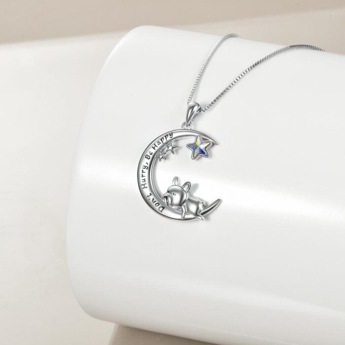Sterling Silver French Bulldog Moon Pendant Necklace Jewellery Gifts for Women Girls - Image 2