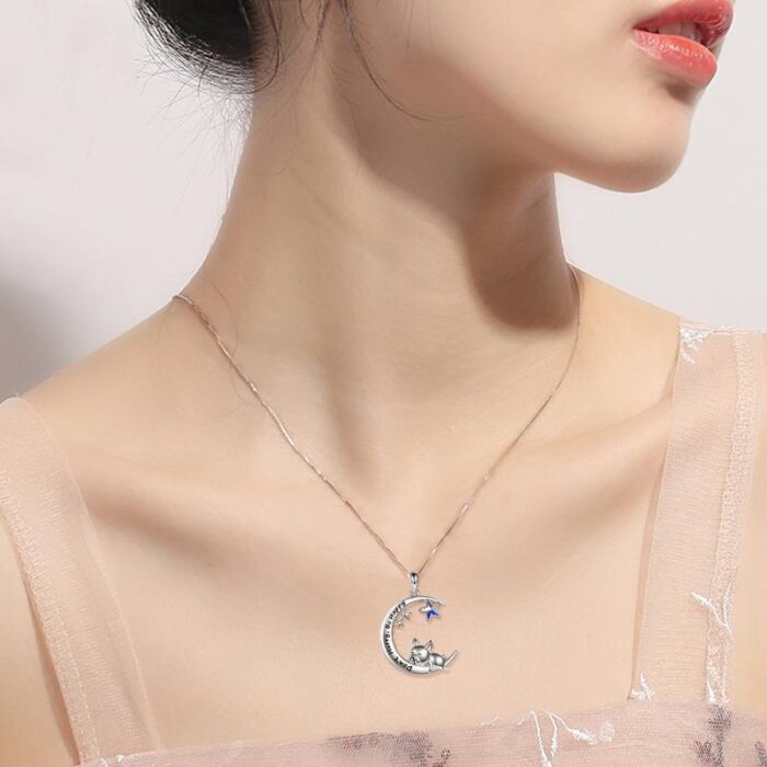 Sterling Silver French Bulldog Moon Pendant Necklace Jewellery Gifts for Women Girls - Image 4