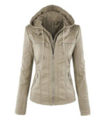 Women's Short Leather Pu Leather Jacket - Image 7