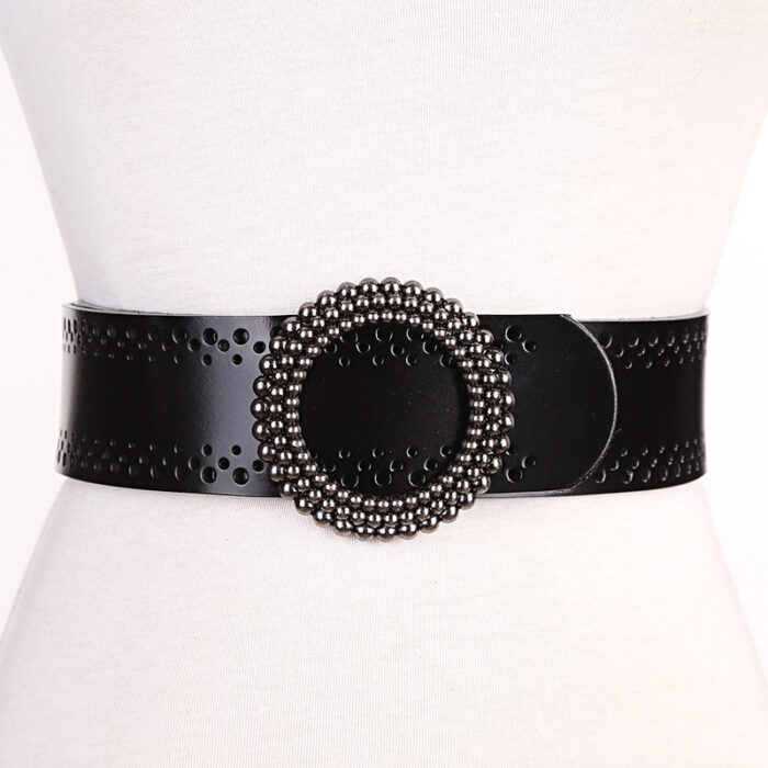 Green Women Belt No Hole Ladies Belts For Dresses Real Leather - Image 2