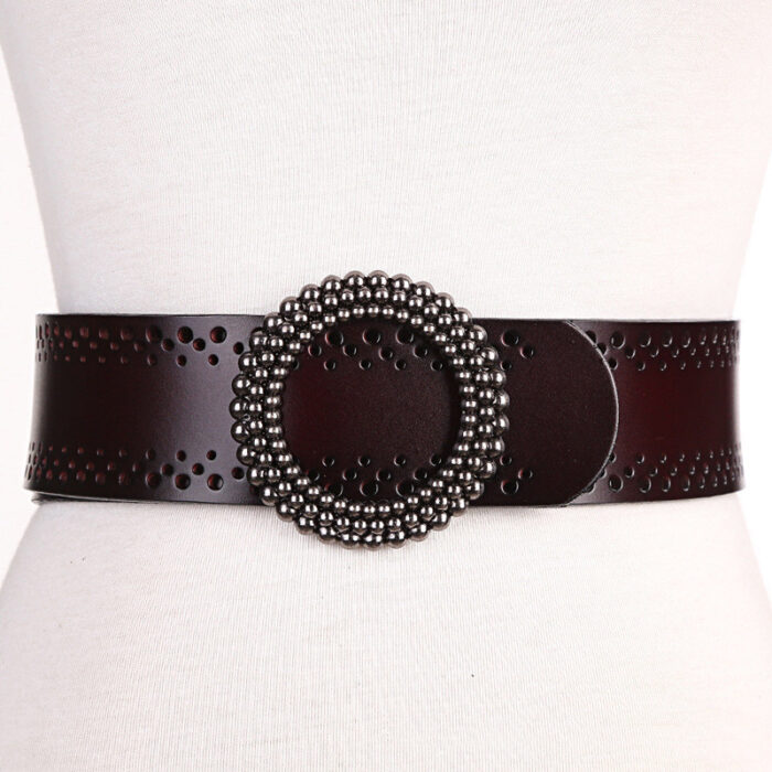 Green Women Belt No Hole Ladies Belts For Dresses Real Leather - Image 6