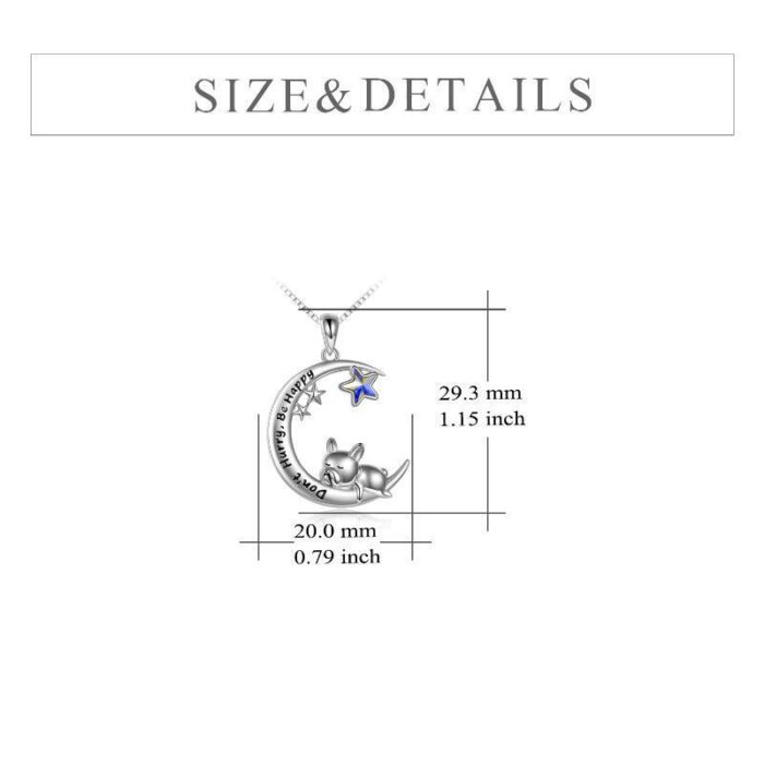 Sterling Silver French Bulldog Moon Pendant Necklace Jewellery Gifts for Women Girls - Image 5