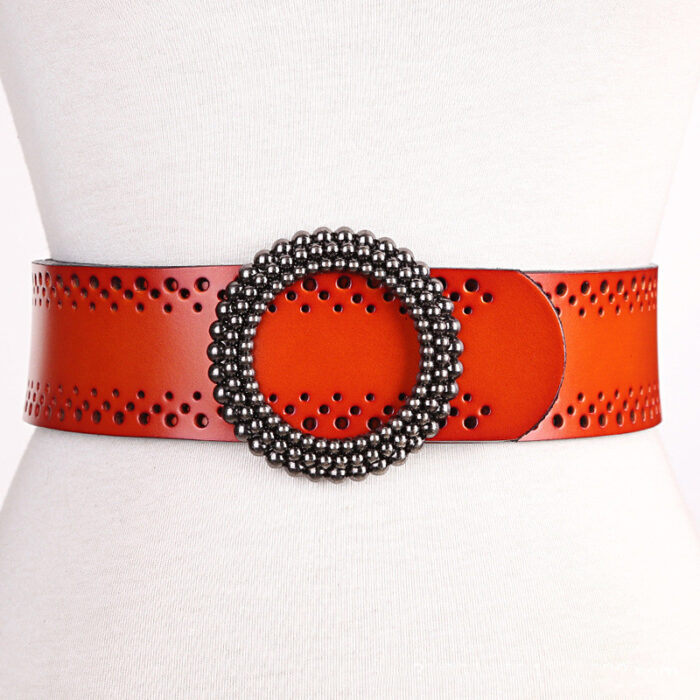 Green Women Belt No Hole Ladies Belts For Dresses Real Leather - Image 5