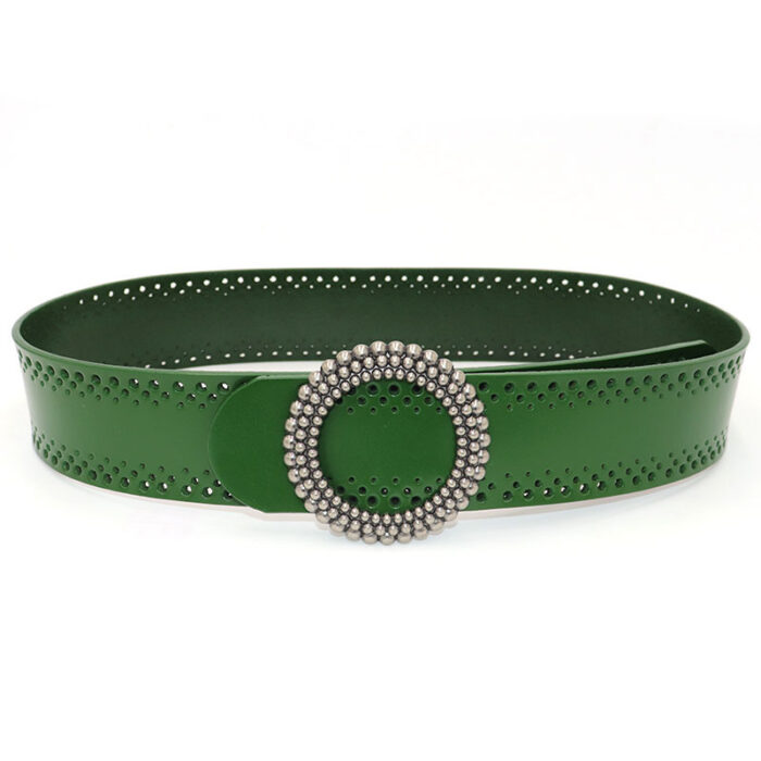 Green Women Belt No Hole Ladies Belts For Dresses Real Leather - Image 4