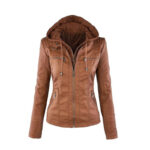 Women's Short Leather Pu Leather Jacket - Image 9