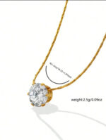 One Diamond 18k Gold-Plated Stainless Steel Necklace for Women – Anti-Tarnish Premium Jewelry - Image 3