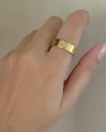 Stainless Steel Cartier-Inspired Ring for Women – Gold Plated with Infused Stones - Image 3