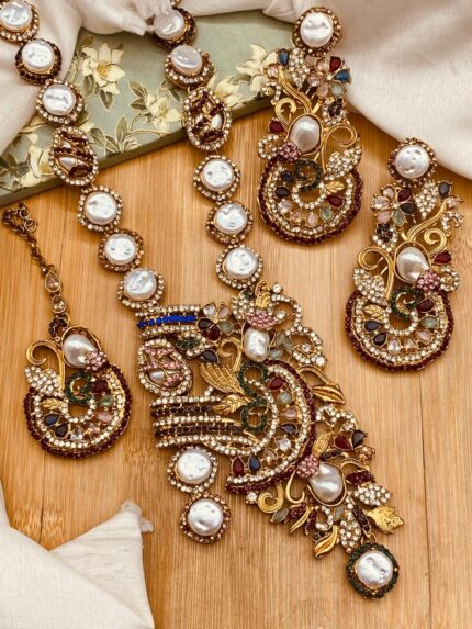 Elegant MOP Long Mala Necklace for Women – Designer Statement Jewelry