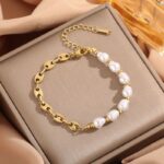 Stainless Steel Pearl Bracelet for Women – Waterproof & Tarnish-Free