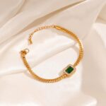 Emerald Snake Chain Stainless Steel Bracelet for Women – Waterproof & Tarnish-Free