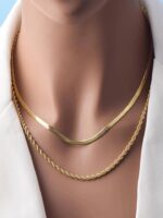 Milas Twisted & Snake Chain Necklace Combo for Women – Stainless Steel Anti-Tarnish