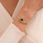 Emerald Snake Chain Stainless Steel Bracelet for Women – Waterproof & Tarnish-Free - Image 3