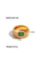 One Stone Green & White Stainless Steel Ring for Women – Anti-Tarnish Elegant Jewelry - Image 6