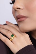 One Stone Green & White Stainless Steel Ring for Women – Anti-Tarnish Elegant Jewelry - Image 7